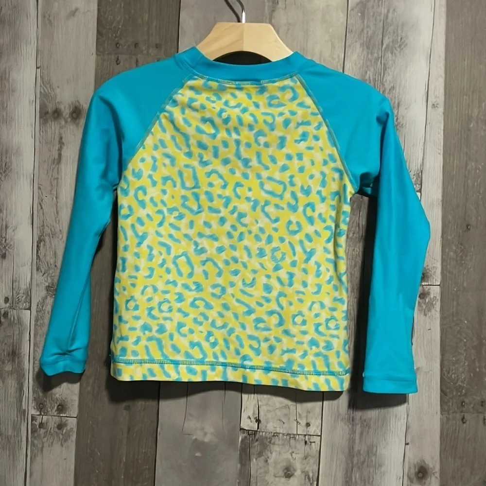 Hanna Andersson aqua animal print long sleeve rashguard